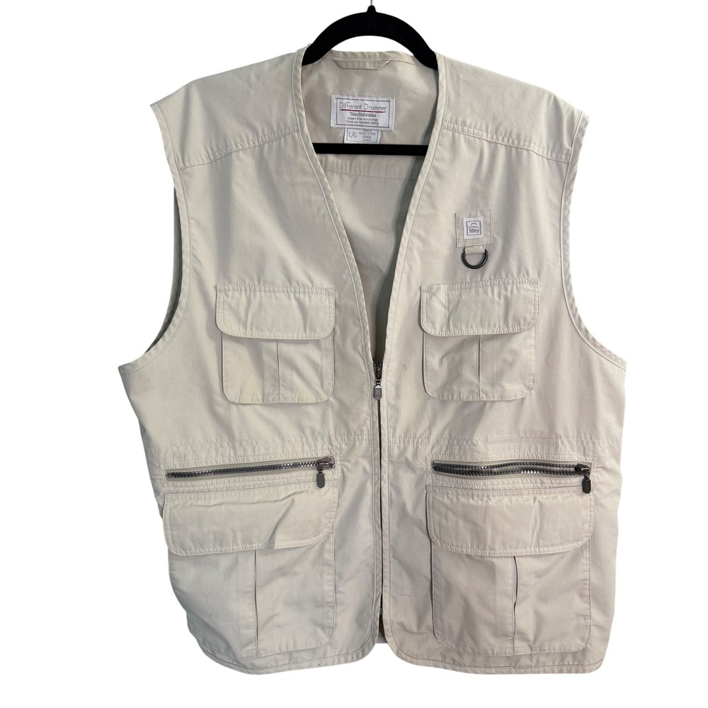 Tilley Utility Vest Mens L Tan Safari Travel  Outdoor Fishing Hunting‎ Workwear
